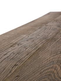 Stół barowy z blatem z litego drewna Vintage, Nogi: stal, malowana proszkowo, Blat: drewno wiązowe, szczotkow, Drewno wiązowe, czarny, S 130 x W 104 cm