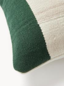 Housse de coussin 50x50 motif abstrait Aylin, 85 % laine, 15 % coton, Vert olive, larg. 50 x long. 50 cm