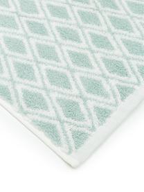 Asciugamano reversibile con motivo grafico Ava, Verde menta, bianco crema, Asciugamano, Larg. 50 x Lung. 100 cm, 2 pz.