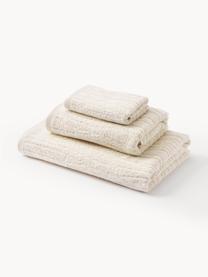 Lot de serviettes de bain en coton Audrina, tailles variées, Beige clair, 3 éléments (1 serviette invité, 1 serviette de toilette et 1 drap de bain)