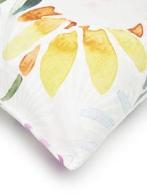 Baumwollperkal-Bettwäsche Edila mit Blumenmotiv in Bunt, Webart: Perkal Perkal ist ein fei, Weiss, Mehrfarbig, 135 x 200 cm + 1 Kissen 80 x 80 cm