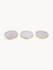 Posavasos de piedras preciosas Crystal, 4 uds., Cuarzo rosa, Rosa claro, dorado, Ø 11 cm