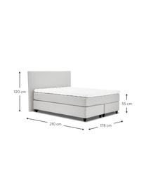 Letto boxspring premium in tessuto grigio chiaro Eliza, Materasso: nucleo a 5 zone di molle , Struttura: legno di pino massiccio, Piedini: legno di betulla massicci, Tessuto grigio chiaro, 140 x 200 cm, durezza 2