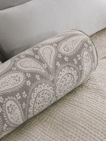 Cuscino rullo con motivo paisley Manon, Rivestimento: 100% cotone organico cert, Taupe, Ø 18 x Lung. 50 cm