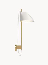 Dimbare LED wandlamp Yuh met timerfunctie, Lampenkap: gelakt aluminium, Wit, messing, B 30 x H 63 cm