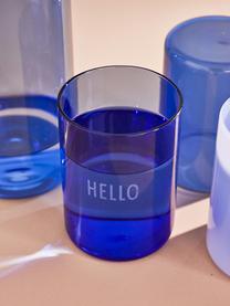 Designer Wasserglas Favourite HELLO mit Schriftzug, Borosilikatglas, Blau (Hello), Ø 8 x H 11 cm, 350 ml