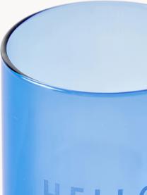 Bicchiere di design con scritta Favorite HELLO, Vetro borosilicato, Blu (Hello), Ø 8 x Alt. 11 cm, 350 ml