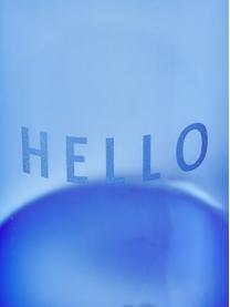 Designer Wasserglas Favourite HELLO mit Schriftzug, Borosilikatglas, Blau (Hello), Ø 8 x H 11 cm, 350 ml