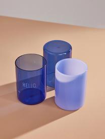 Designer Wasserglas Favourite HELLO mit Schriftzug, Borosilikatglas, Blau (Hello), Ø 8 x H 11 cm, 350 ml