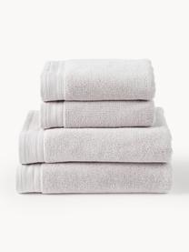 Lot de serviettes de bain en coton bio Premium, tailles variées, Gris clair, 3 éléments (1 serviette invité, 1 serviette de toilette et 1 drap de bain)