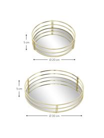 Set 2 vassoi decorativi con fondo a specchio Sino, Cornice: metallo rivestito, Mensola: lastra di vetro, Ottonato, Set in varie misure