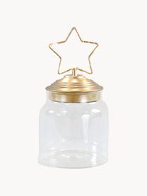 LED dóza Star, V 15 cm, Transparentní, zlatá, Ø 11 cm, V 15 cm