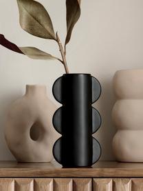 Vaso moderno in ceramica nera Elephant Ears, Ceramica, Nero, Larg. 12 x Alt. 22 cm