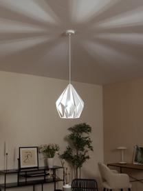 Lampada a sospensione stile nordico Carlton, Paralume: acciaio verniciato, Baldacchino: acciaio verniciato, Bianco, dorato, Ø 31 x Alt. 40 cm