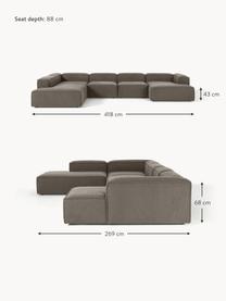 Sofa modułowa Bouclé Lennon, Tapicerka: Bouclé (100% poliester) D, Stelaż: lite drewno sosnowe, skle, Nogi: tworzywo sztuczne Ten pro, Greige Bouclé, S 418 x G 269 cm, lewostronna