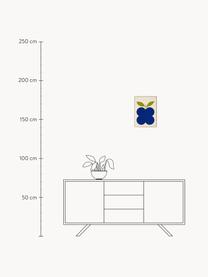 Poster Indigo Fruit, Cartoncino opaco da 210 g firmato Hahnemühle, stampa digitale con 10 colori resistenti ai raggi UV, Blu elettrico, beige chiaro, Larg. 30 x Alt. 40 cm