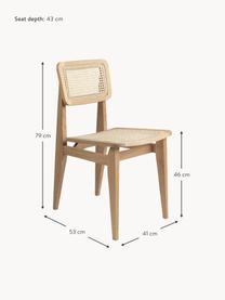 Holzstuhl C-Chair aus Eichenholz mit Wiener Geflecht, Gestell: Eichenholz, geölt, Eichenholz, Hellbeige, B 41 x T 53 cm