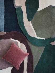 Wollen vloerkleed Oblivian met hoog-laag effect, Bovenzijde: wol, Rood, beige, B 140 x L 180 cm (maat S)