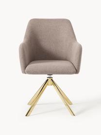 Otočná stolička s opierkami Isla, Sivobéžová, odtiene zlatej lesklá, Š 63 x H 58 cm