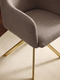 Chaise à accoudoirs pivotante Isla, Tissu taupe, doré haute brillance, larg. 63 x prof. 58 cm