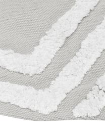 Runder Baumwollteppich Ziggy mit erhabener Hoch-Tief-Struktur, handgewebt, 100% Baumwolle, Grau, Ø 120 cm (Größe S)