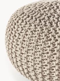 Handgefertigter Strickpouf Dori, Bezug: 100% Baumwolle, Greige, Ø 55 x H 35 cm