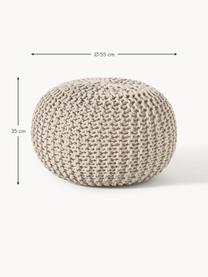 Pouf en tricot fait main Dori, Grège, Ø 55 x haut. 35 cm