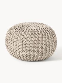 Handgefertigter Strickpouf Dori, Bezug: 100% Baumwolle, Greige, Ø 55 x H 35 cm