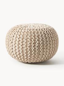 Pouf en tricot artisanal Dori, Grège, Ø 55 x haut. 35 cm