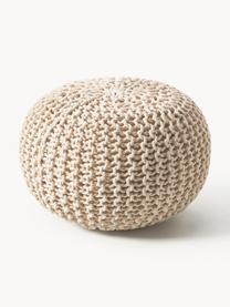 Handgefertigter Strickpouf Dori, Bezug: 100 % Baumwolle, Greige, Ø 55 x H 35 cm