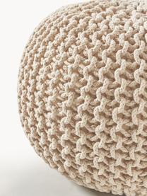 Handgefertigter Strickpouf Dori, Bezug: 100 % Baumwolle, Greige, Ø 55 x H 35 cm