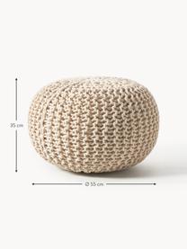 Pouf lavorato a maglia fatto a mano Dori, Rivestimento: 100% cotone, Greige, Ø 55 x Alt. 35 cm