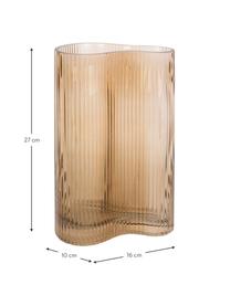 Glazen vaas Allure Wave in lichtbruin, Getint glas, Lichtbruin, 10 x 27 cm