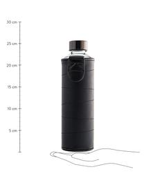 Trinkflasche Mismatch, Flasche: Borosilikatglas, Deckel: Edelstahl, Tritan, Siliko, Bezug: Kunstleder, Schwarz, Transparent, Ø 8 x H 26 cm