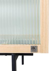 Highboard Oli mit Glas-Schiebetüren, Korpus: Eschenholz, Transparent, Hellbraun, Schwarz, B 80 x H 89 cm