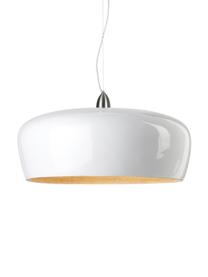 Grote hanglamp Hanoi van bamboehout, Lampenkap: bamboe, gelakt, Baldakijn: metaal, Wit, Ø 60 x H 25 cm