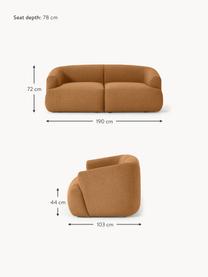 Modulares Bouclé-Sofa Sofia (2-Sitzer), Bezug: Bouclé (100 % Polyester) , Gestell: Fichtenholz, Spanplatte, , Füße: Kunststoff Dieses Produkt, Bouclé Hellbraun, B 190 x T 103 cm