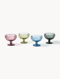 Verres à cocktail avec motif texturé Colorado, 4 élém., Verre, Bleu, mauve, gris, vert, Ø 12 x haut. 10 cm, 260 ml