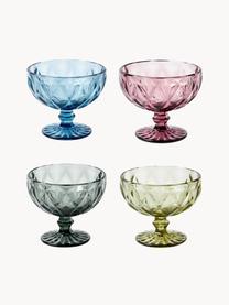 Cocktailschalen Colorado met structuurpatroon, set van 4, Glas, Blauw, mauve, grijs, groen, Ø 12 x H 10 cm, 260 ml