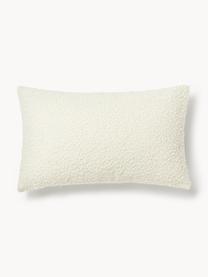 Housse de coussin en bouclette Lysander, 90 % polyester, 10 % acrylique, Blanc cassé avec impression Cozy, larg. 30 x long. 50 cm