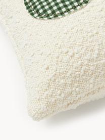 Housse de coussin en bouclette Lysander, 90 % polyester, 10 % acrylique, Blanc cassé avec impression Cozy, larg. 30 x long. 50 cm