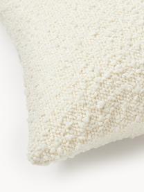 Housse de coussin en bouclette Lysander, 90 % polyester, 10 % acrylique, Blanc cassé avec impression Cozy, larg. 30 x long. 50 cm