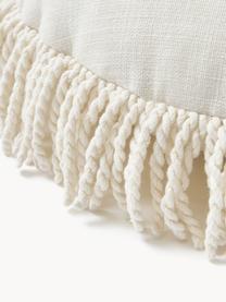 Cuscino rotondo con frange Nedda, Rivestimento: 100% cotone, Beige chiaro, Ø 35 cm