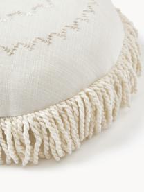 Cuscino rotondo con frange Nedda, Rivestimento: 100% cotone, Beige chiaro, Ø 35 cm