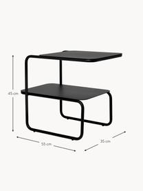 Odkládací stolek se dvěma plochami Level, Ocel s práškovým nástřikem, Matná černá, Š 55 cm, V 45 cm