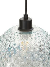 Kleine hanglamp Rania van lichtblauw glas, Lampenkap: glas, Baldakijn: gepoedercoat metaal, Decoratie: gepoedercoat metaal, Blauw, transparant, Ø 25 x H 21 cm
