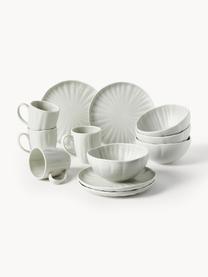 Set 12 stoviglie per colazione opache con rilievo Sali, 4 persone, Porcellana, Grigio chiaro, 4 persone (12 pz)