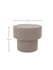 Taburete en tejido bouclé Raymon, Tapizado: poliéster, Estructura: madera contrachapada, Bouclé gris topo, Ø 50 x Al 44 cm