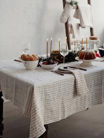 Gestreifte Leinen-Tischdecke Solami, Leinen, Beige, Weiß, Für 6 - 8 Personen (B 150 x L 250 cm)