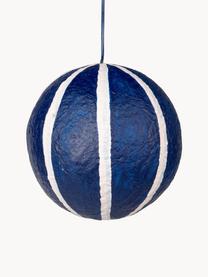 Boules de Noël Sphere, Ø 12 cm, 3 pièces, Pâte de coton, Blanc, bleu foncé, Ø 12 cm